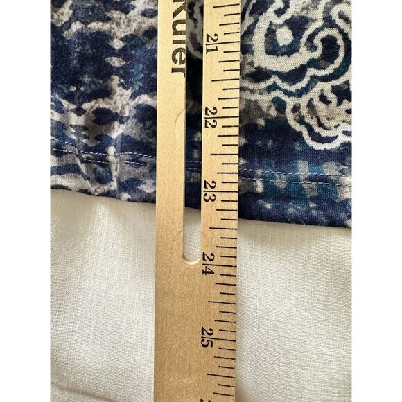 Catherine’s Bejeweled Tunic Top 3/4 Sleeve Blue Gold Grey SZ 1X Plus - Picture 5 of 7